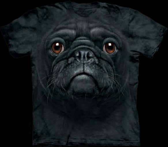 Black Pug Face T Shirt Design PNG