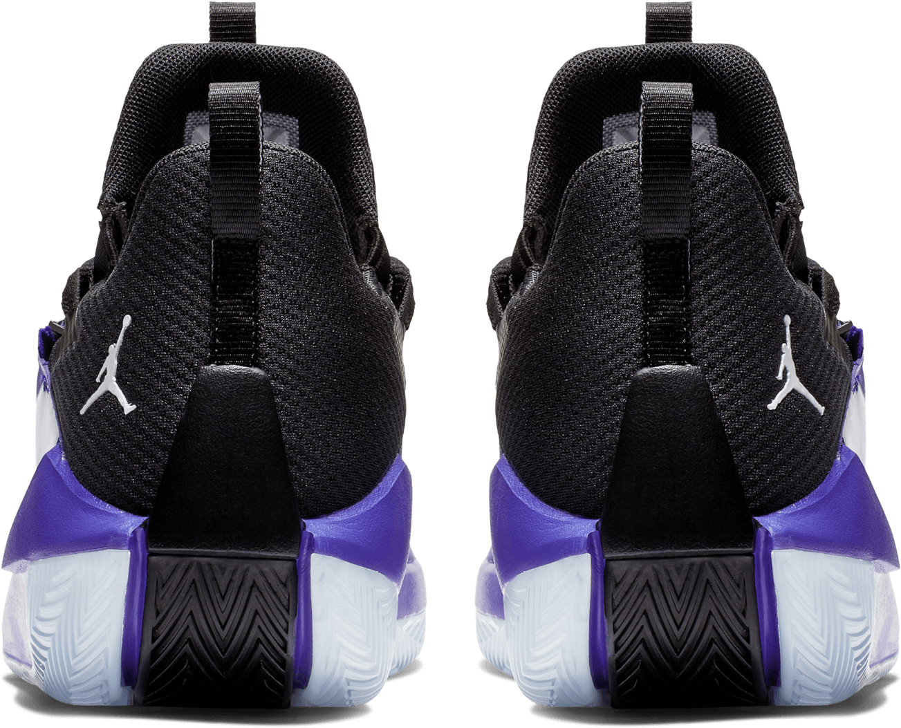 Black Purple Sneakers Rear View PNG