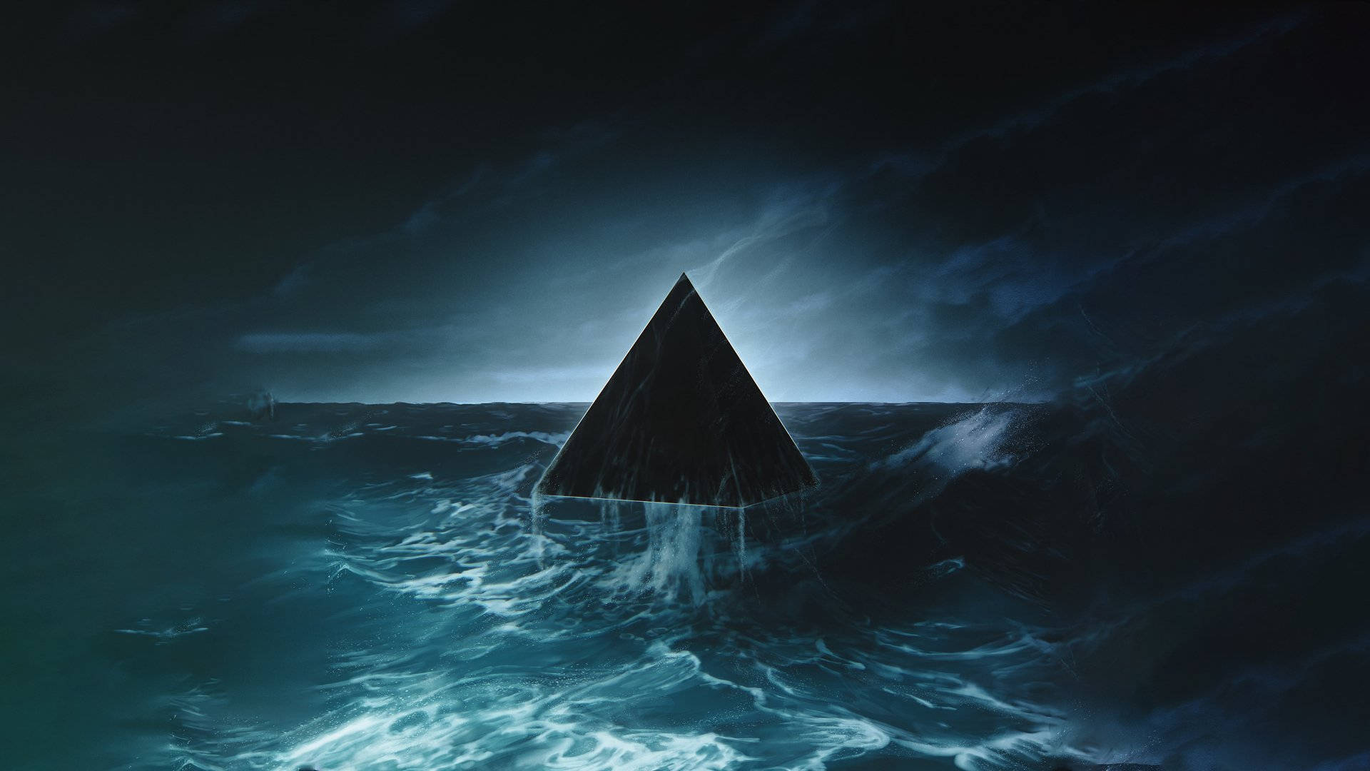 Black Pyramid On Ocean