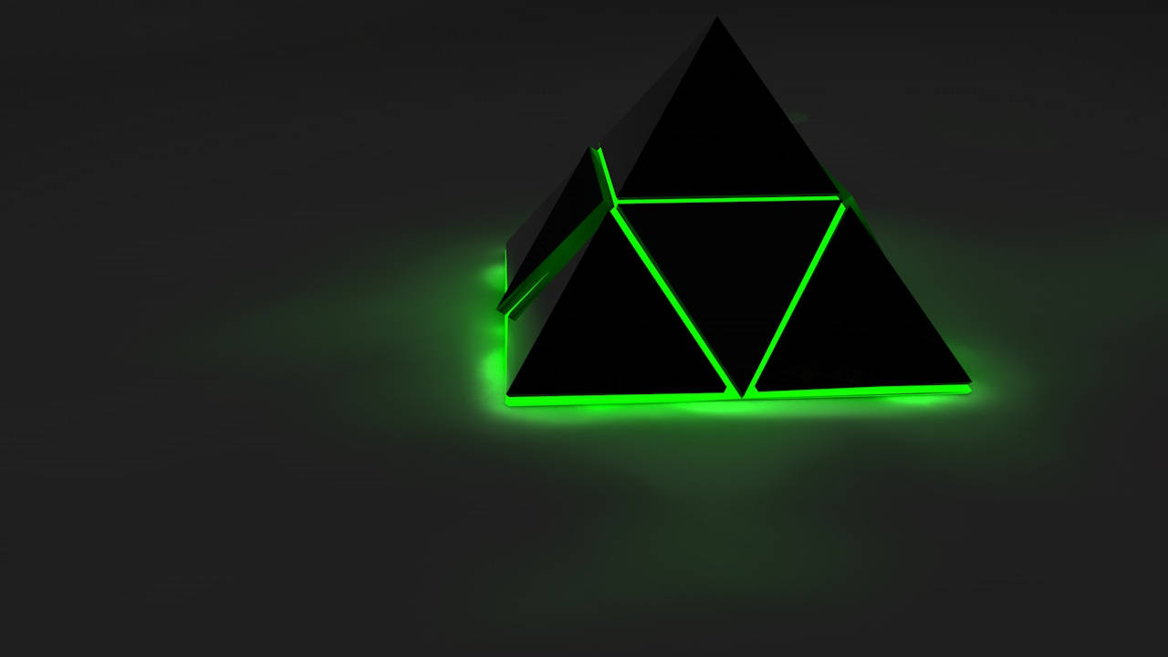 Black Pyramid With Green Lines