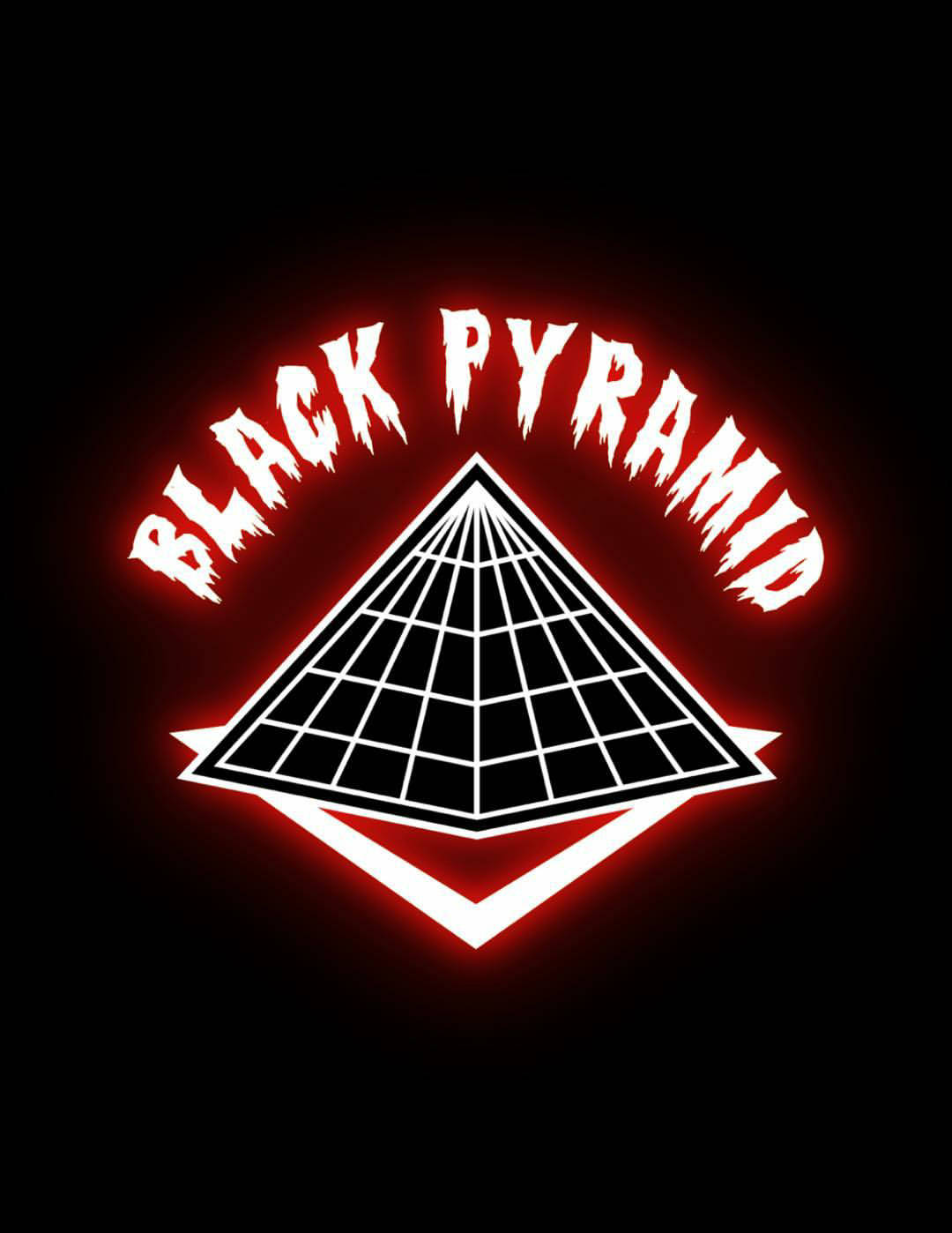 Black Pyramid With Neon Red Text
