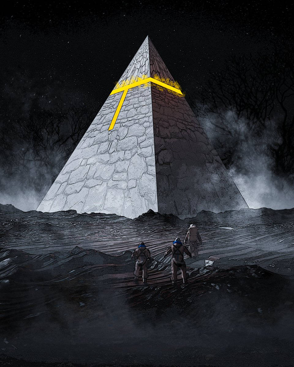 Black Pyramid With Yellow Light