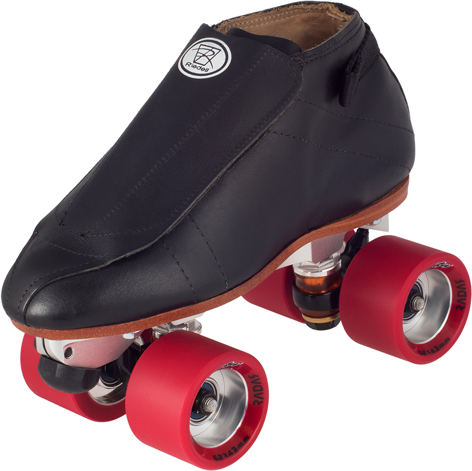 Black Quad Skate Red Wheels PNG