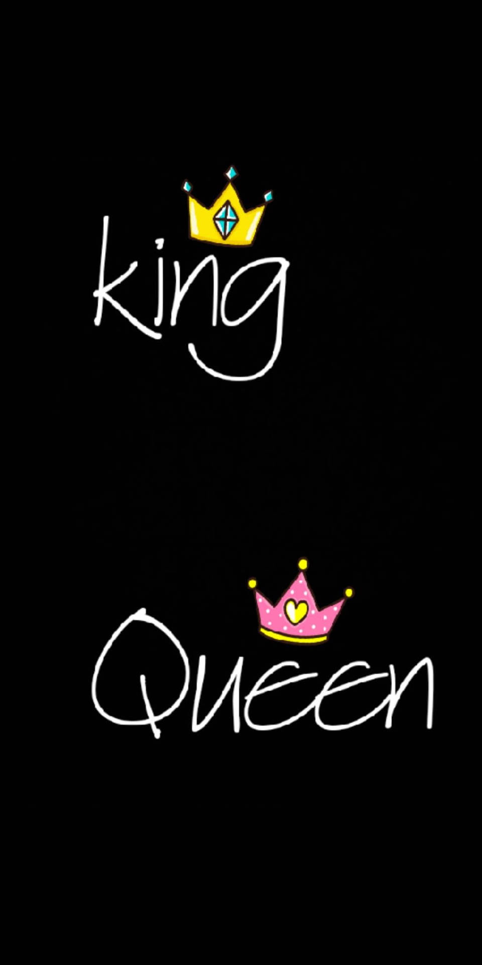 Black Queen And King Colorful Crowns Wallpaper