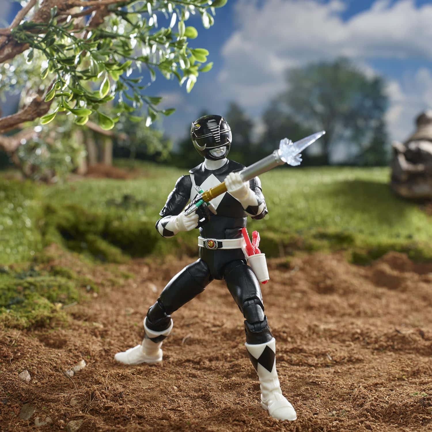 Black Ranger Action Figure Outdoor Scene Wallpaper