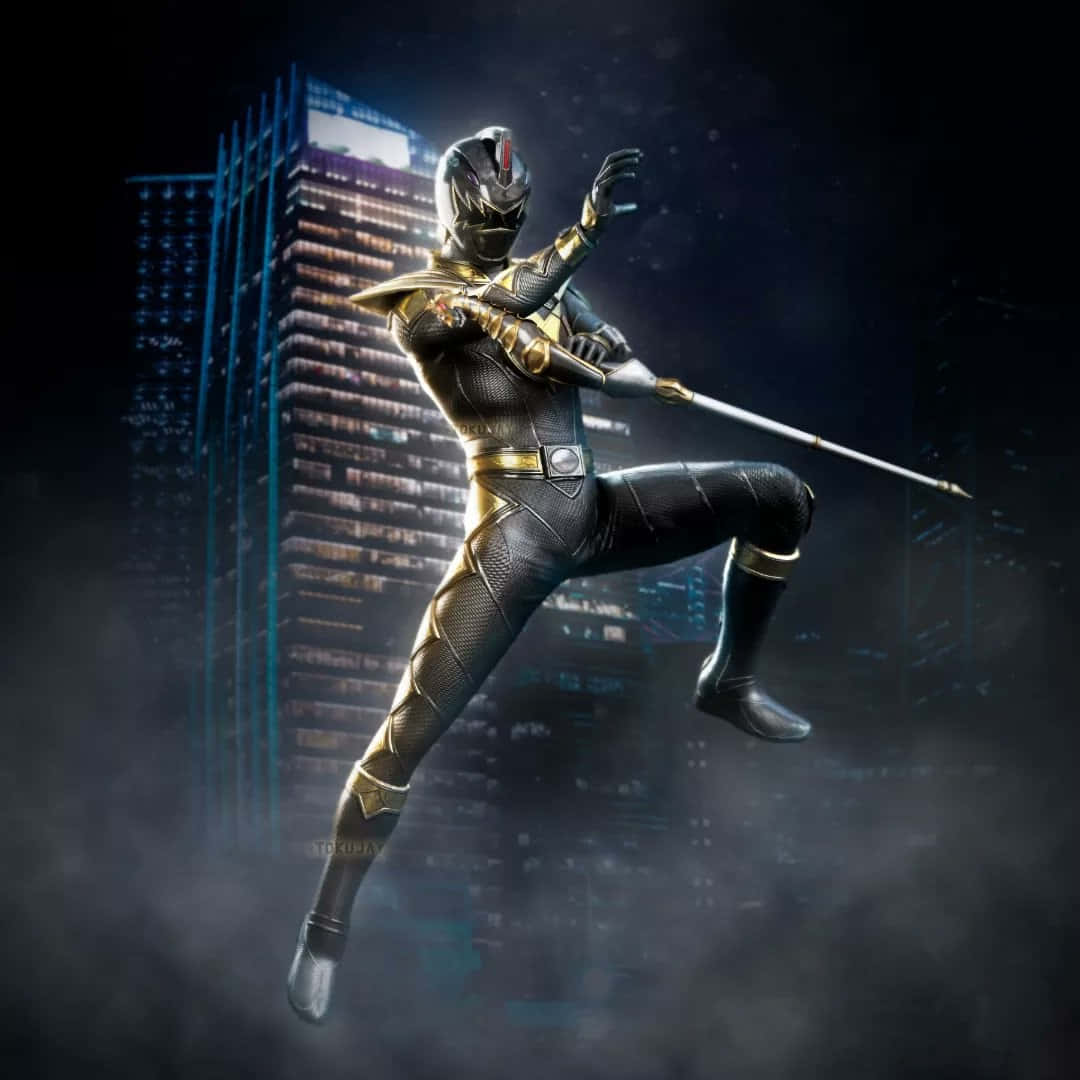 Black Rangerin Action Pose Wallpaper