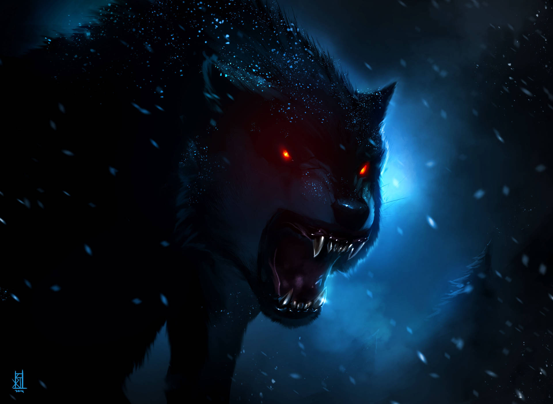 Black Red 4k Wolf