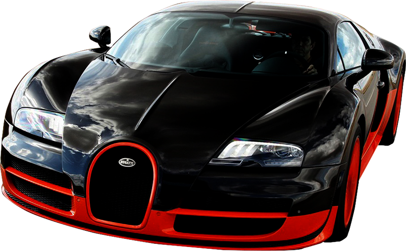 Black Red Bugatti Veyron Front View PNG