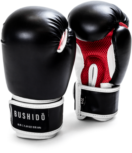 Black Red Bushido Boxing Gloves PNG