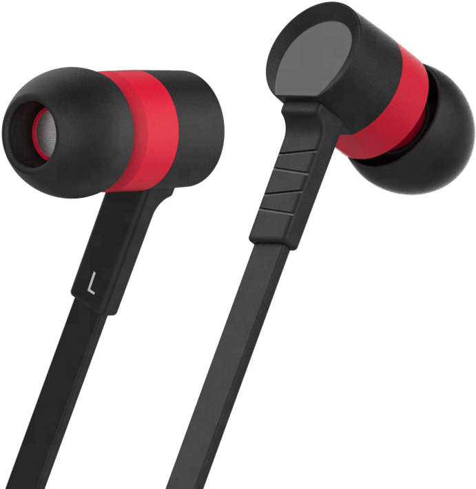 Black Red In Ear Headphones PNG