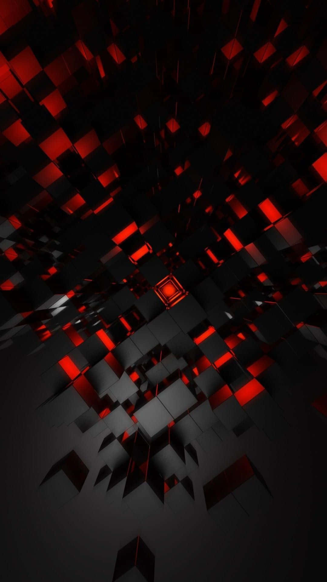 Rød og sort abstrakt baggrund med kuber Wallpaper