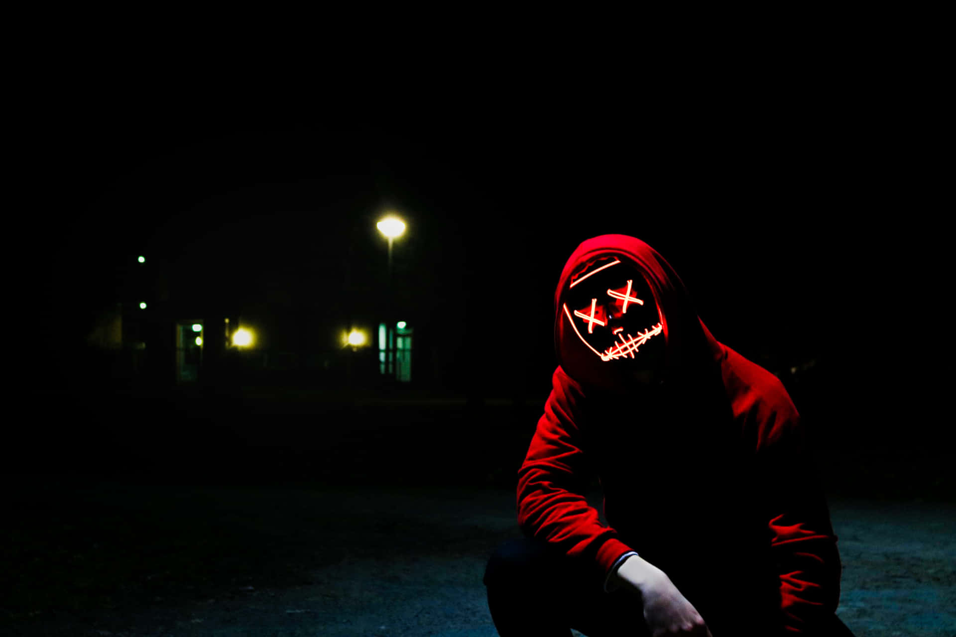 Black Red Neon Mask Wallpaper