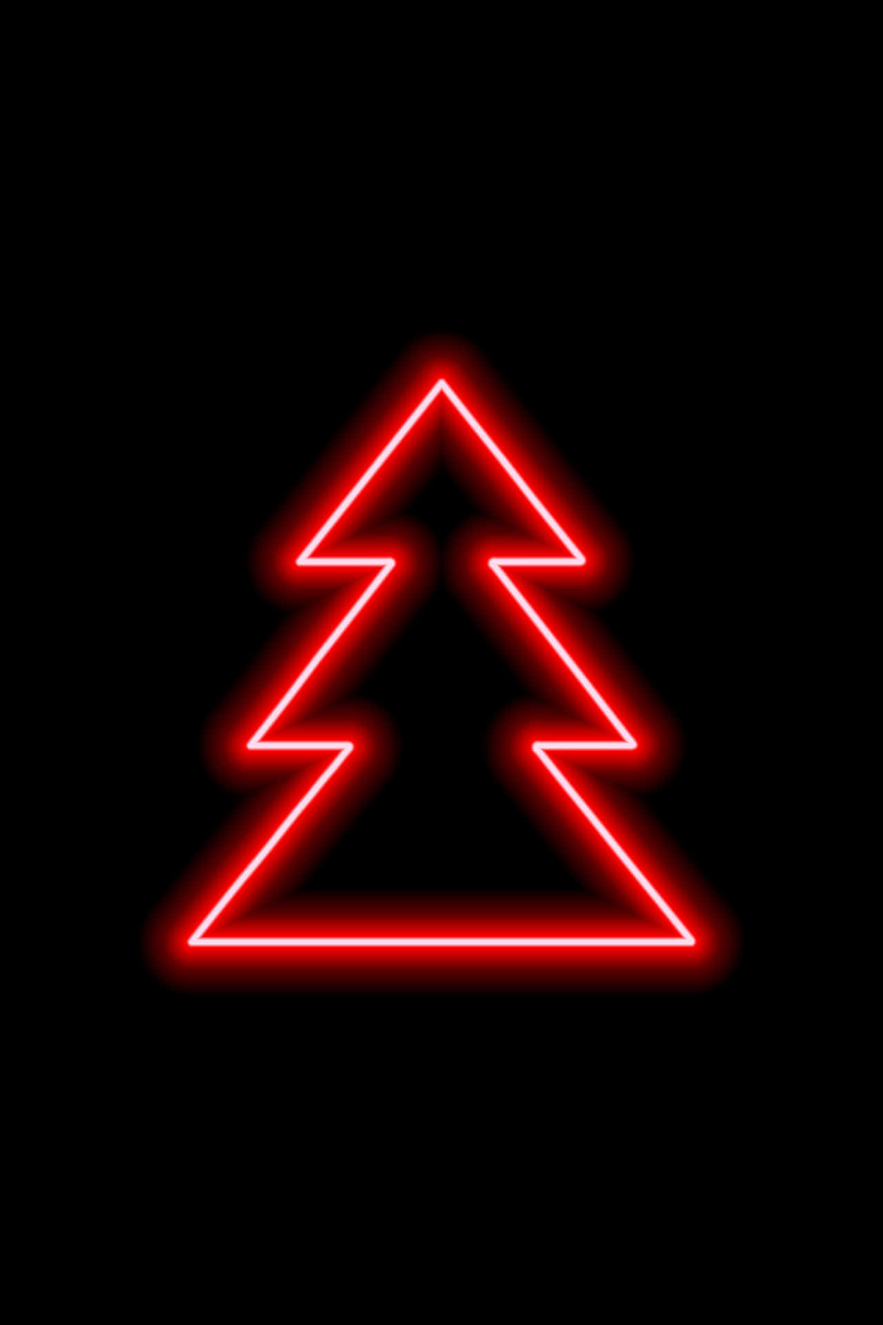 Árbolde Navidad Negro Con Luces De Neón Rojo. Fondo de pantalla