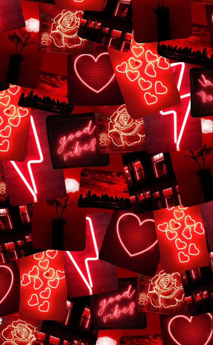 Black Red Neon Cute Led Signs Wallpaper