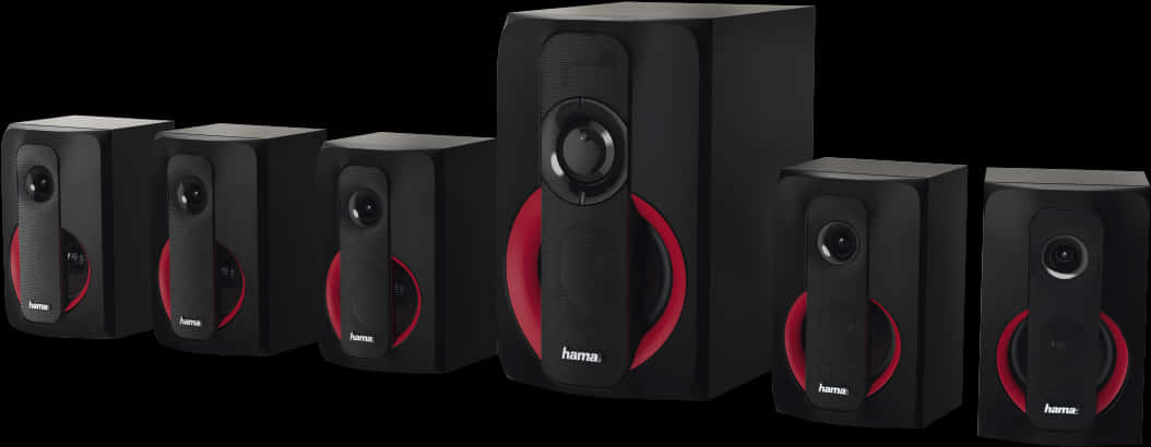 Black Red Surround Sound Speakers PNG