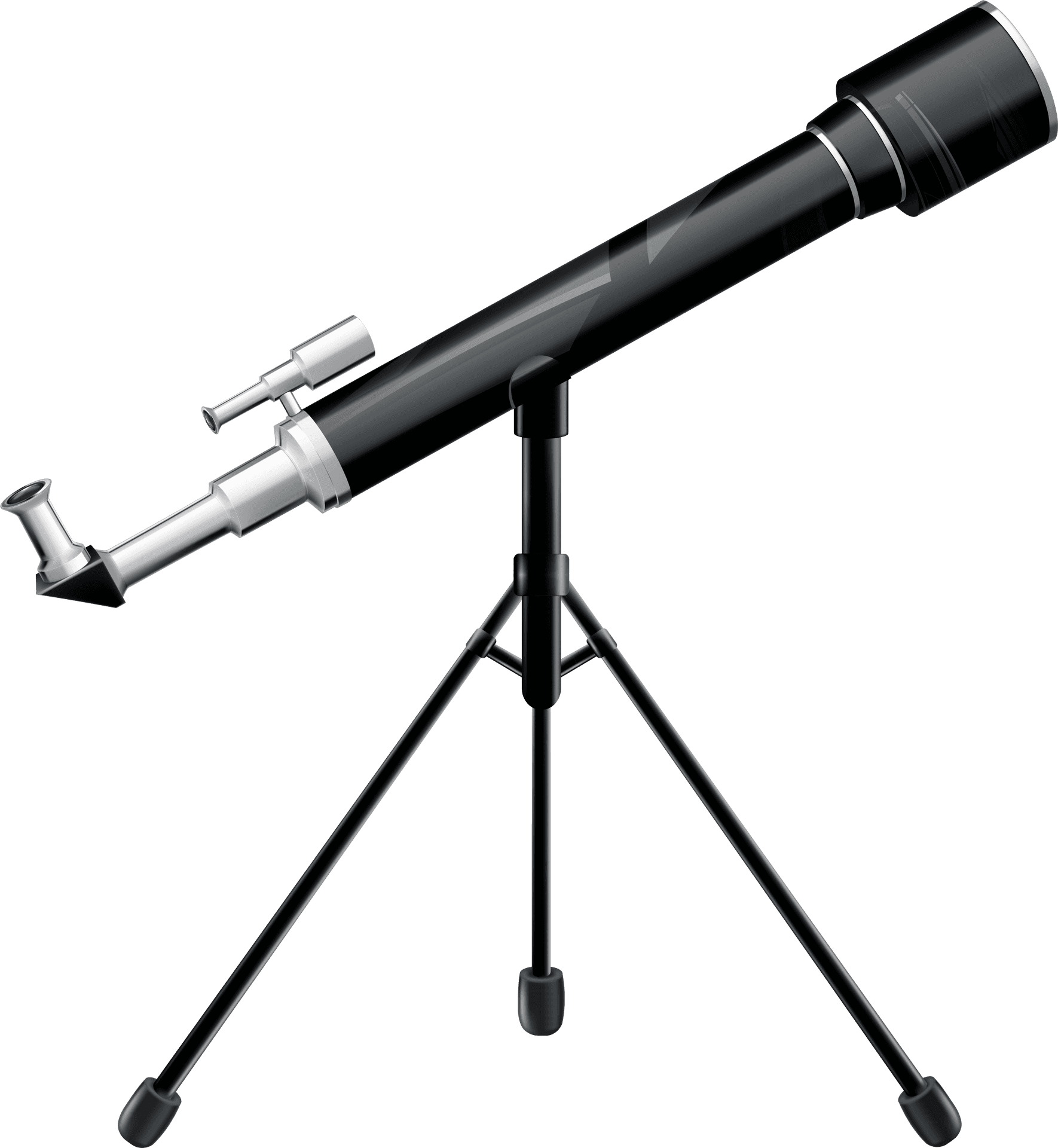 Black Refractor Telescopeon Tripod PNG