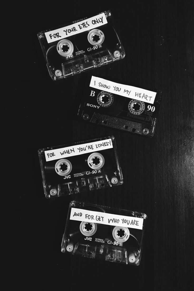 Black Retro Cassette Tapes Wallpaper