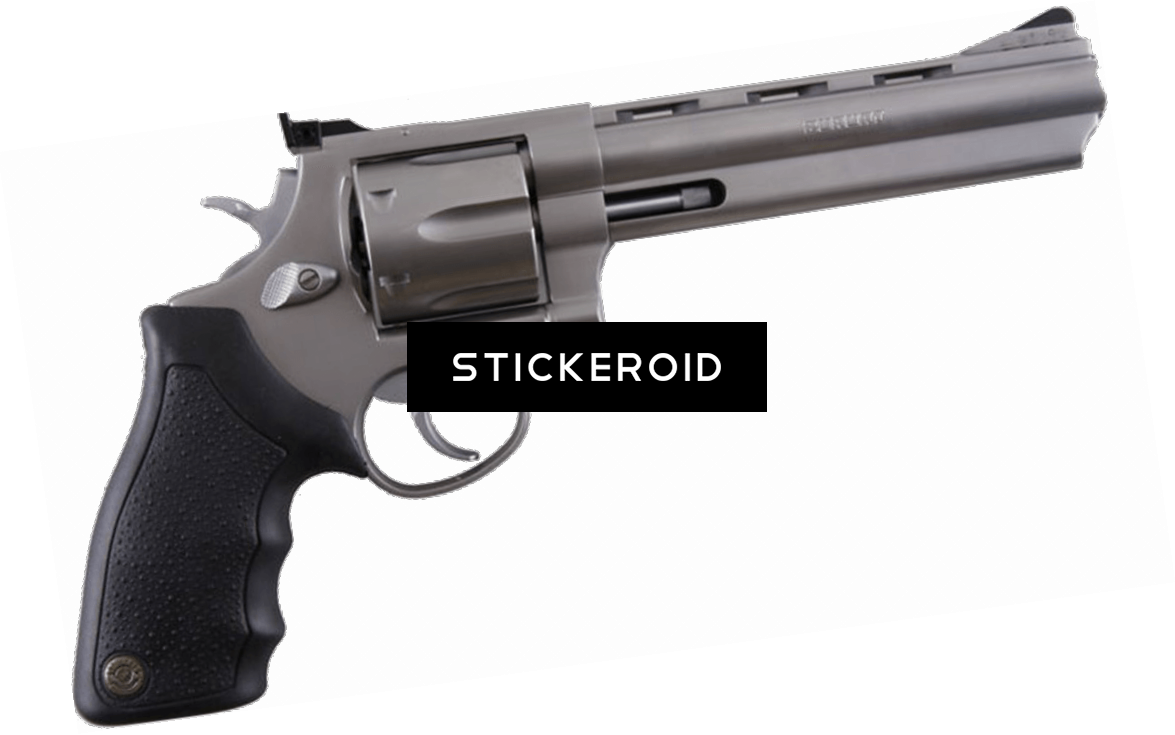 Black Revolver Isolatedon Teal Background PNG