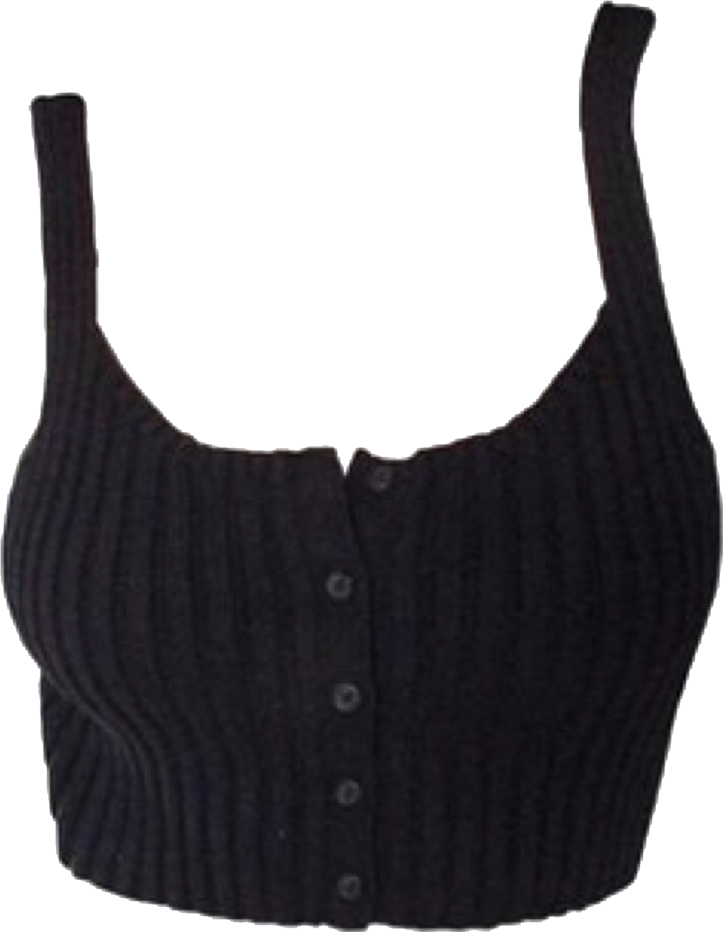 Black Ribbed Crop Top PNG