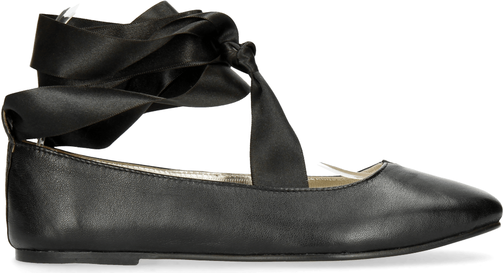 Black Ribbon Ballet Flat Shoe PNG