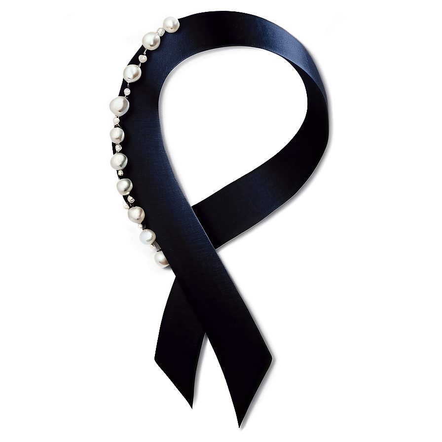 Black Ribbon With Pearl Png Csi44 PNG