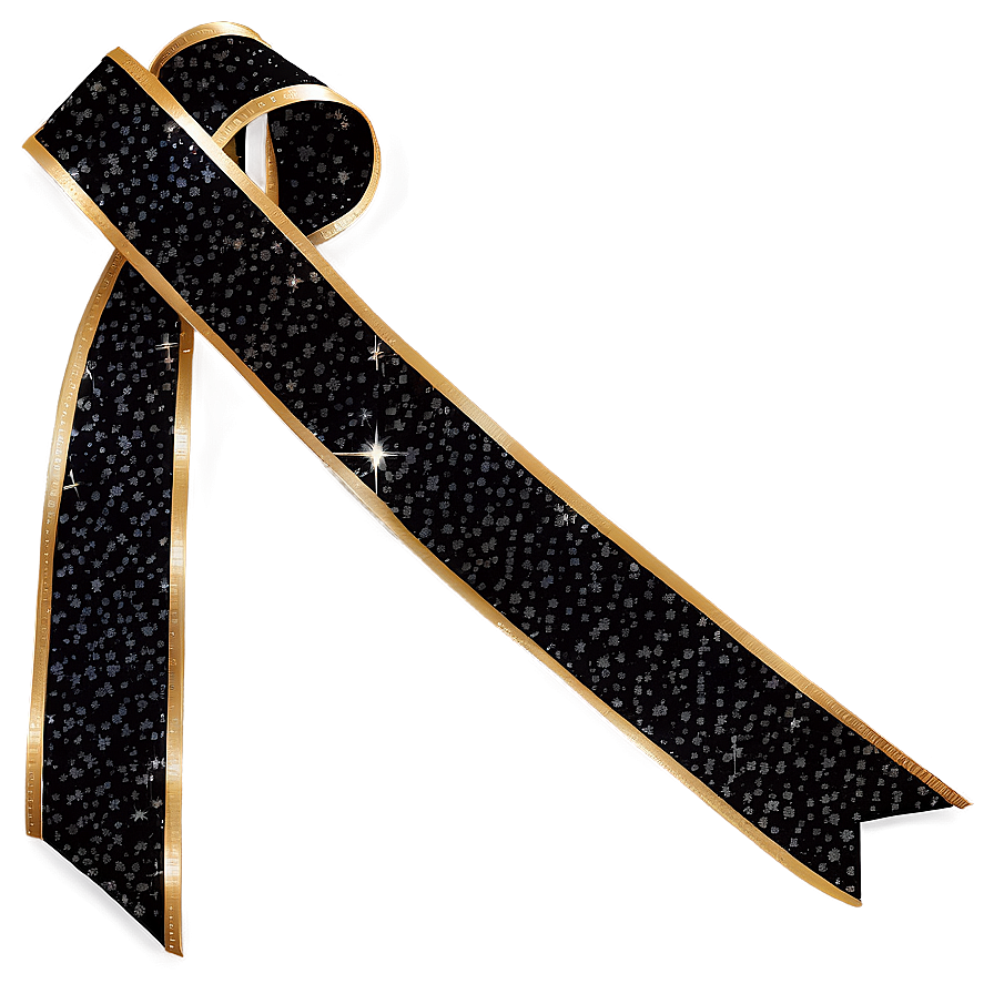 Black Ribbon With Sparkles Png Sdd PNG