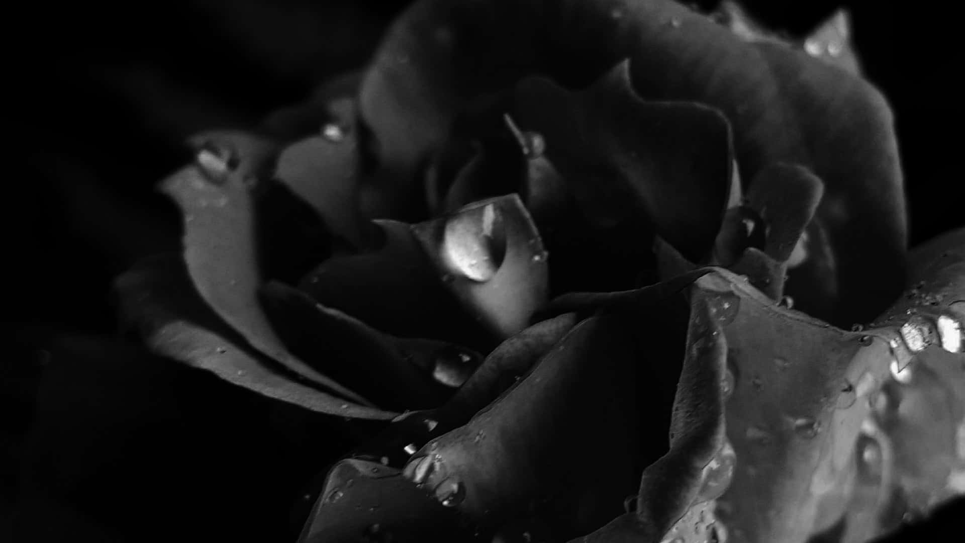 Enmystisk Sort Rose Omgivet Af Mørke Tornede Grene.