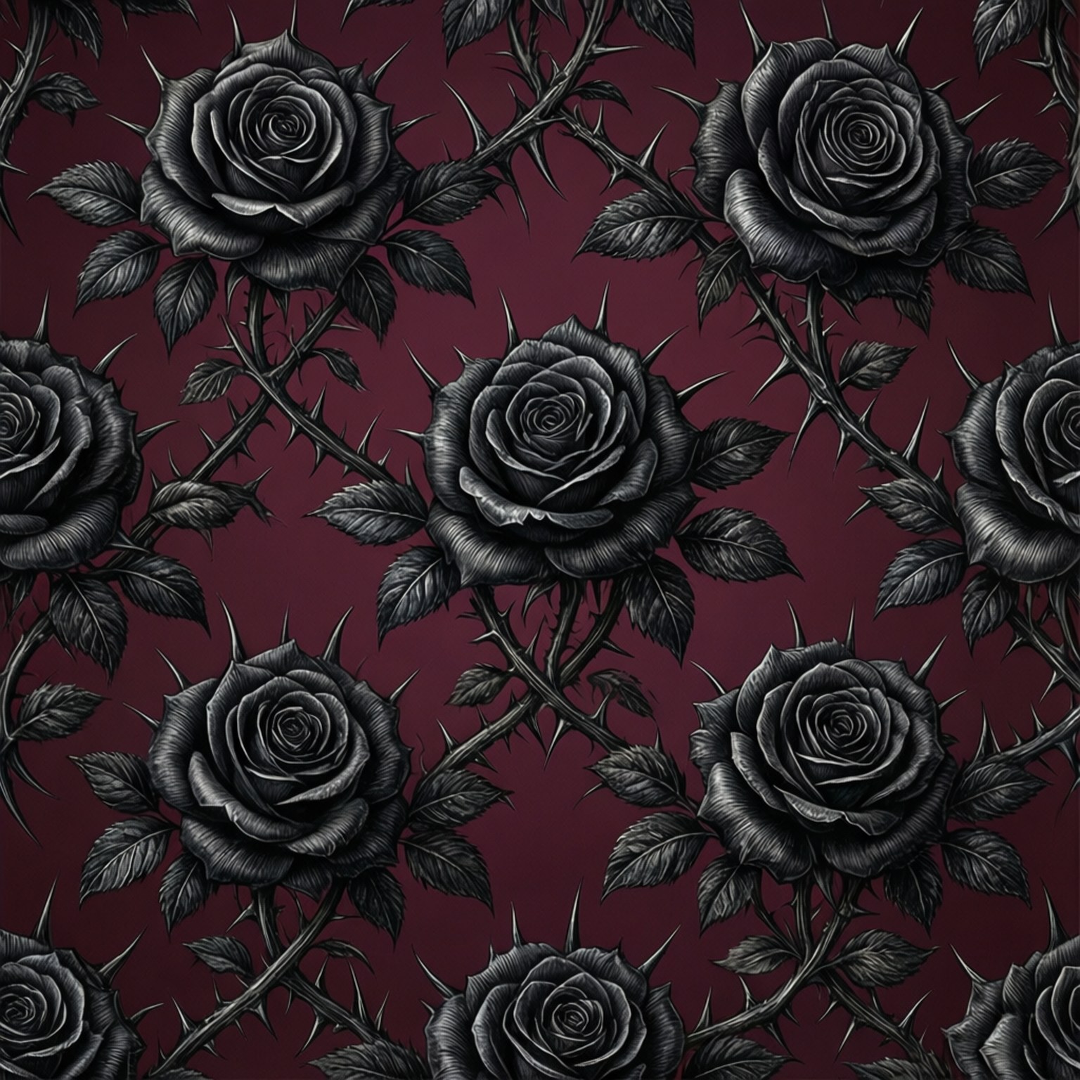 Sort Rose Mønster Wallpapers