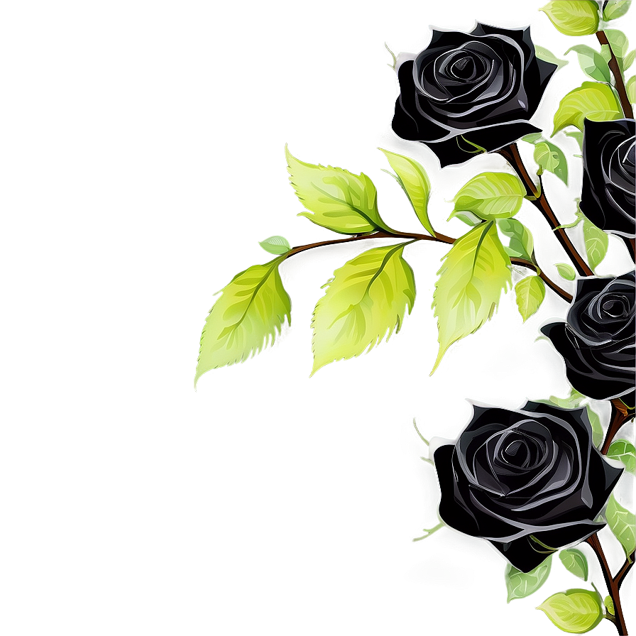 Black Roses Border Png 06212024 PNG