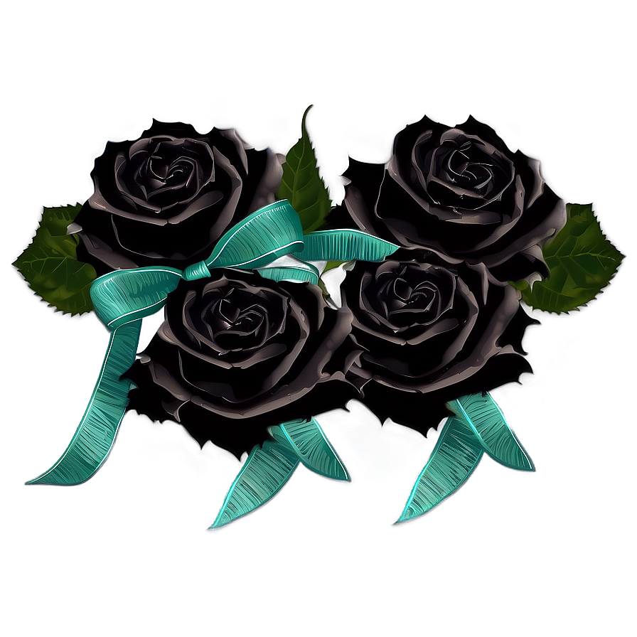 Black Roses With Ribbon Png Any PNG