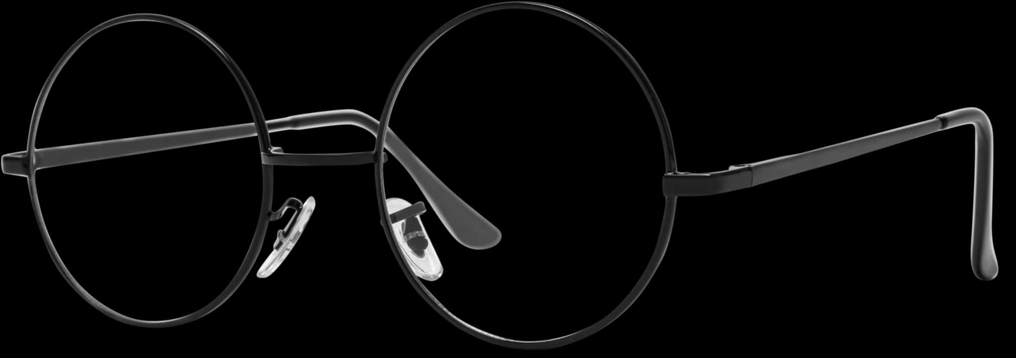Black Round Glasses Isolated PNG