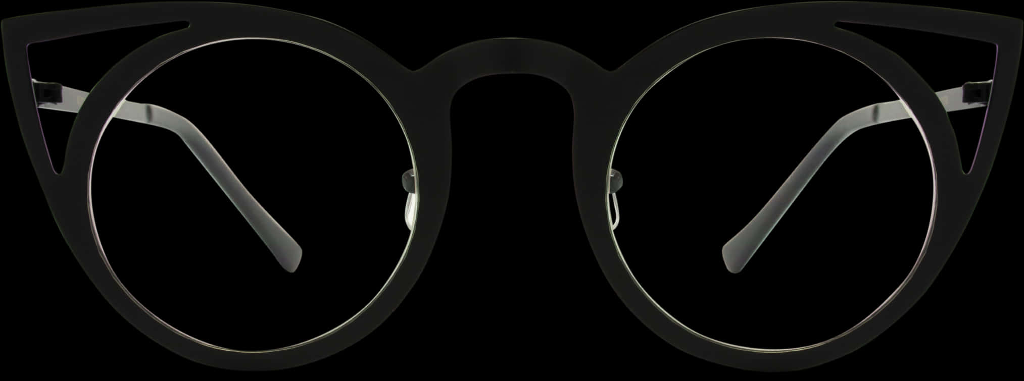 Black Round Glasses Transparent Background PNG