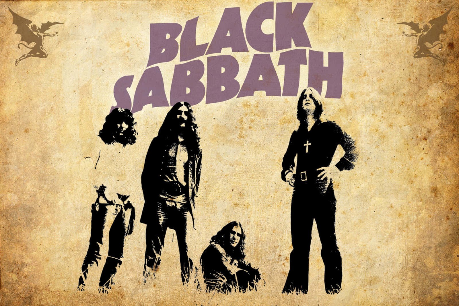 Black Sabbath Band Silhouette Vintage Poster Wallpaper
