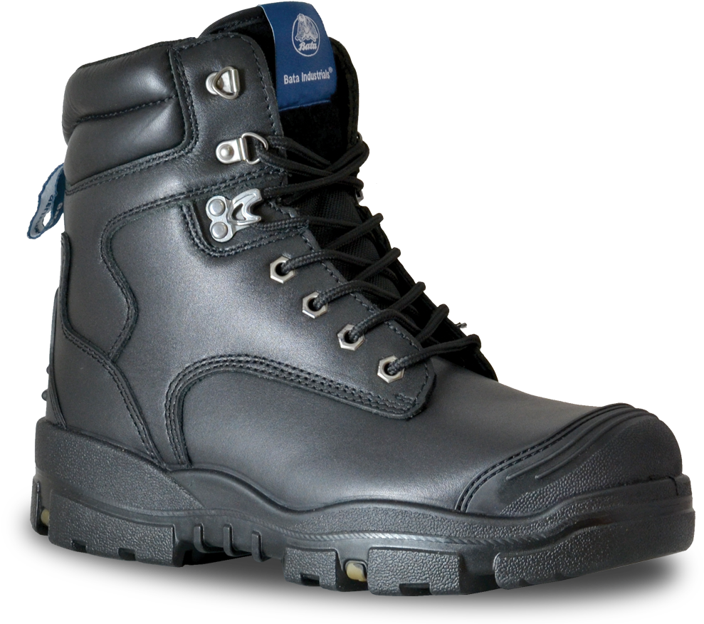 Black Safety Boot Side View PNG