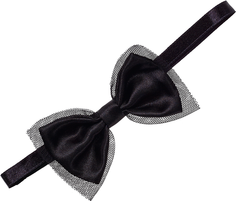 Black Satin Bow Tie PNG
