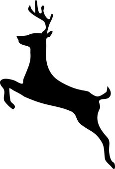 Black Screen Error PNG — A minimalist black and white silhouette of a leaping deer captured mid-motion against a plain background.