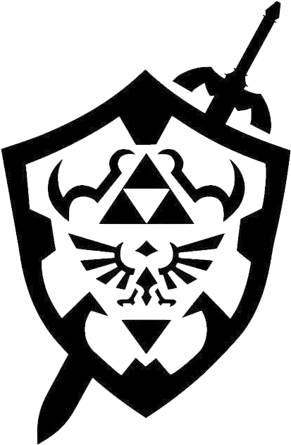 Black Shieldwith Swordand Triangular Symbols PNG