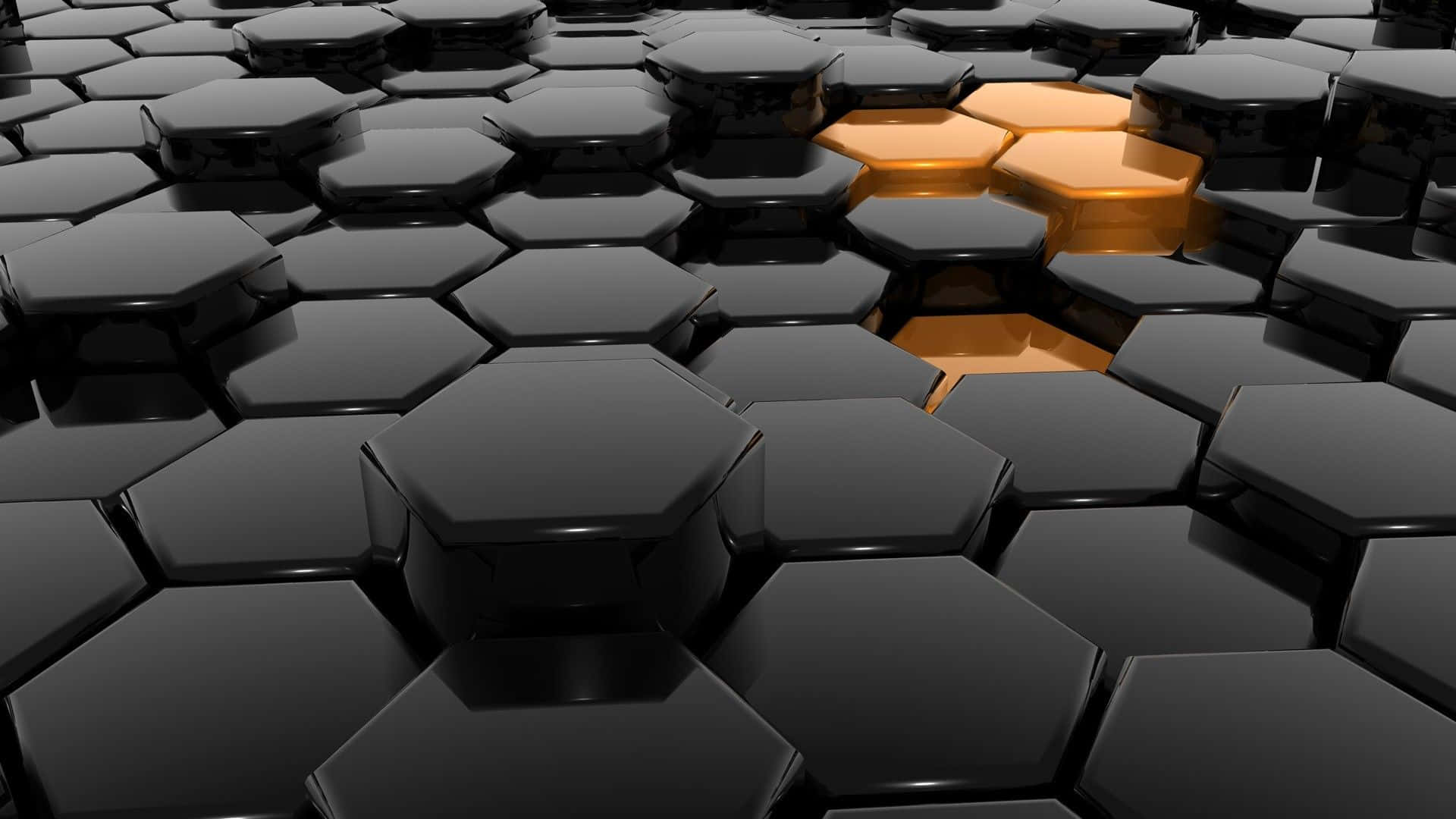 A Black Hexagonal Background With An Orange Circle
