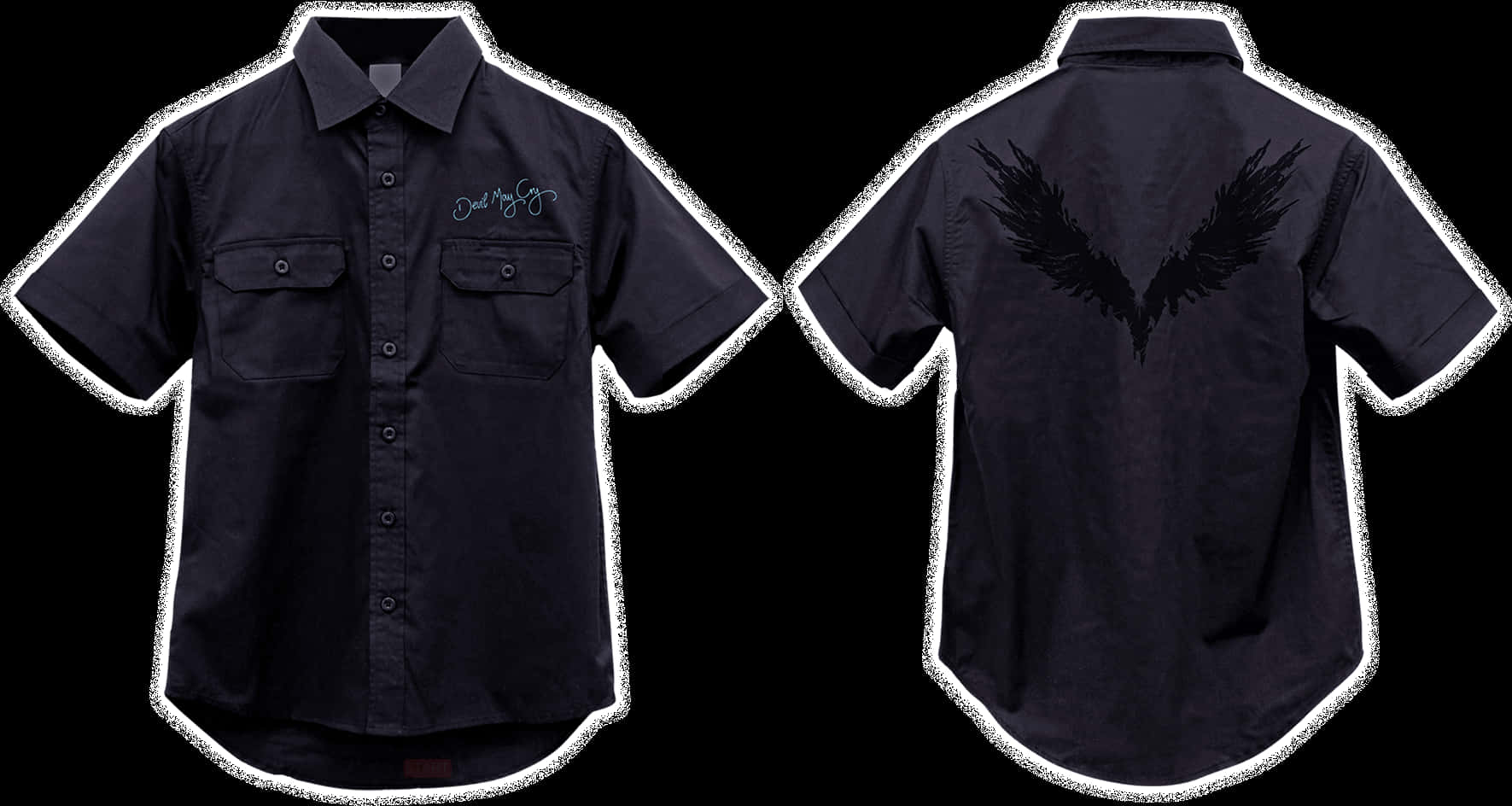 Black Shirt Wings Design PNG