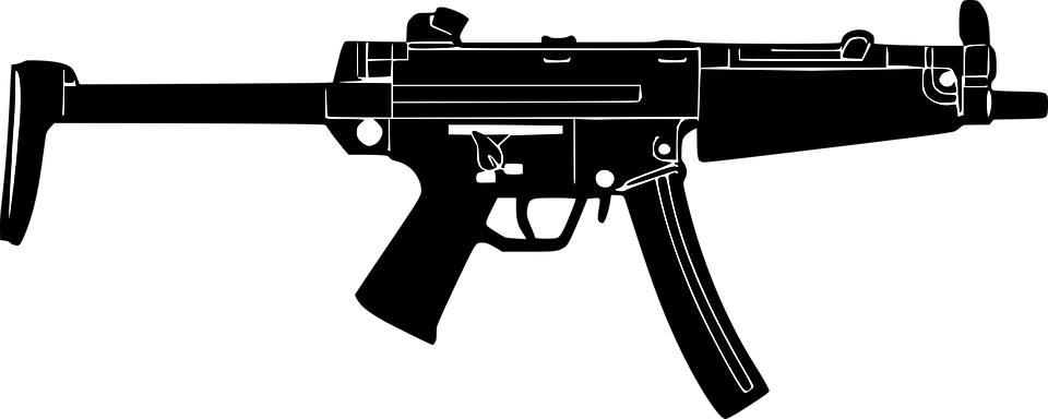 Black Silhouette Assault Rifle PNG