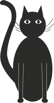 Black Silhouette Cat Illustration PNG
