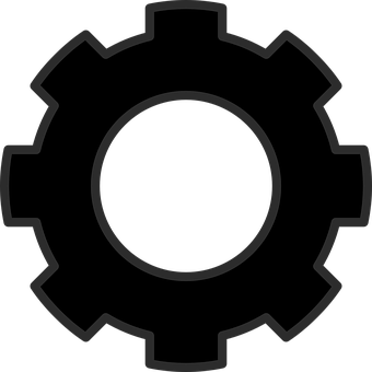 Black Silhouette Gear Icon PNG