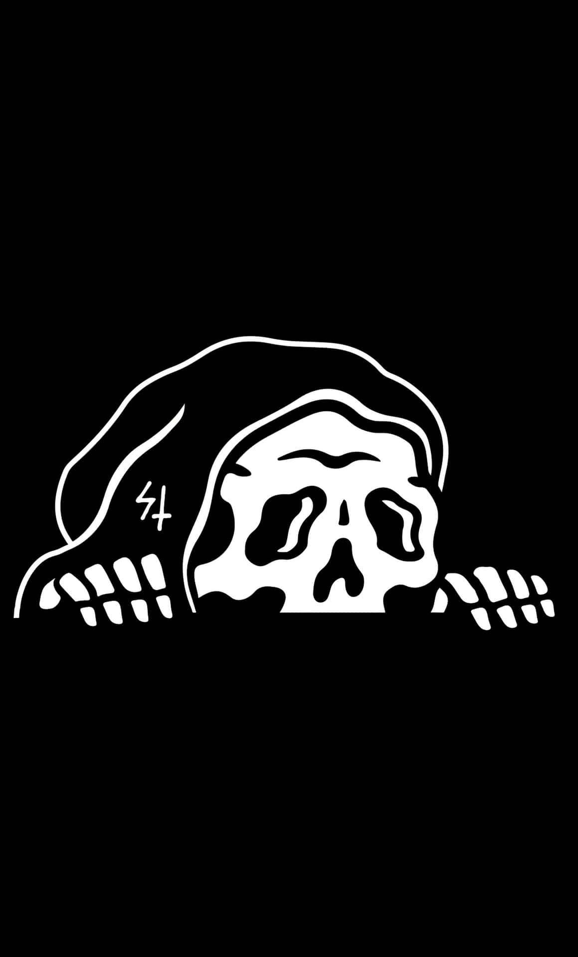 A Skull With A Hat On A Black Background Wallpaper