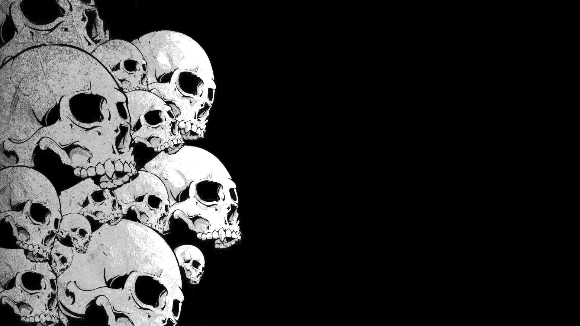 Fearless and Mysterious Black Skeleton Wallpaper