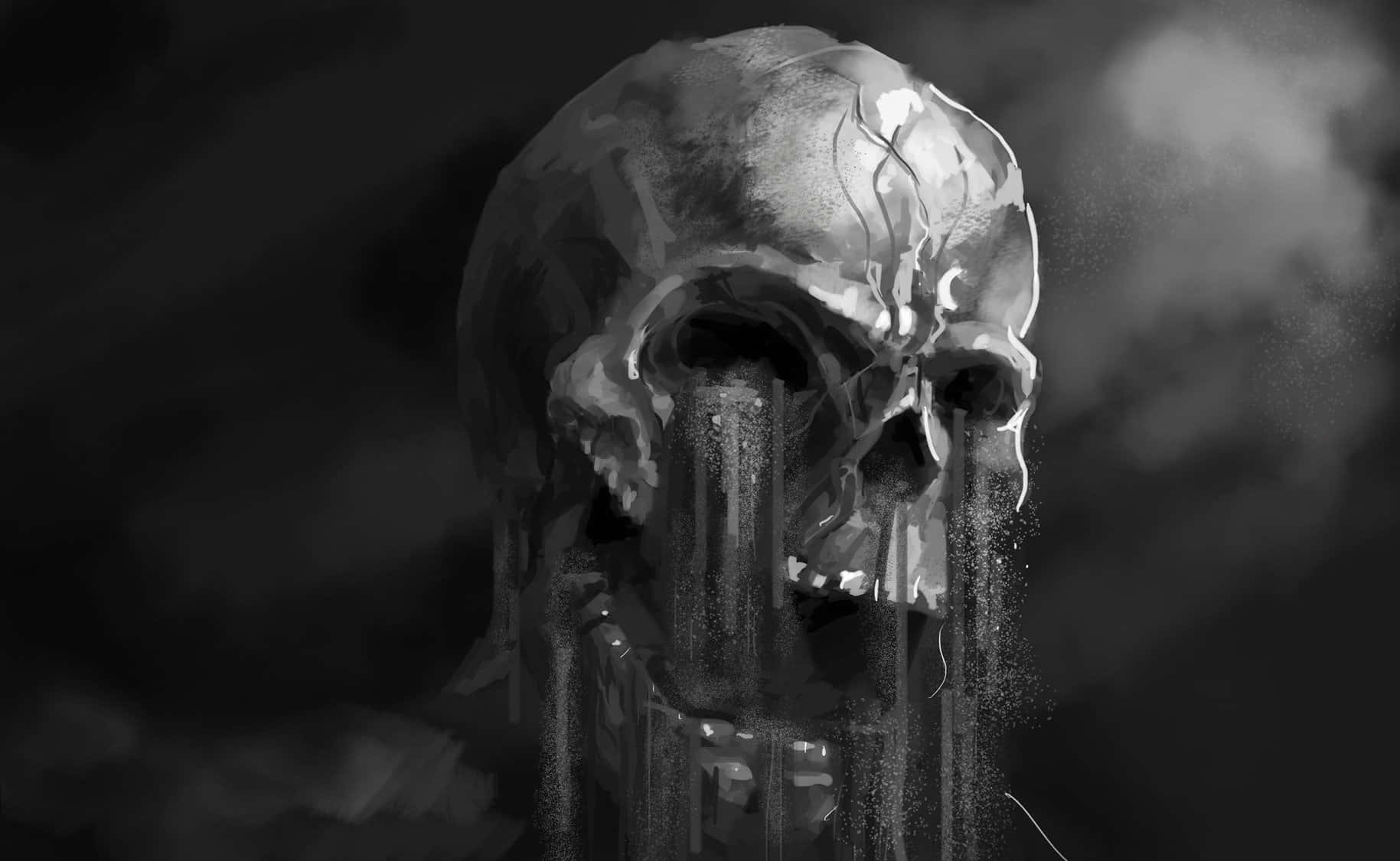 A Skull With Dripping Water On It Wallpaper