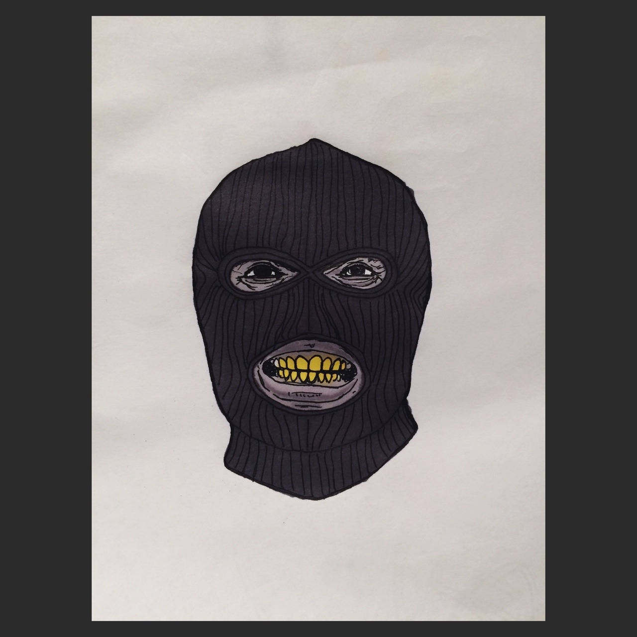 Black Ski Mask With Yellow Teeth Wallpaper