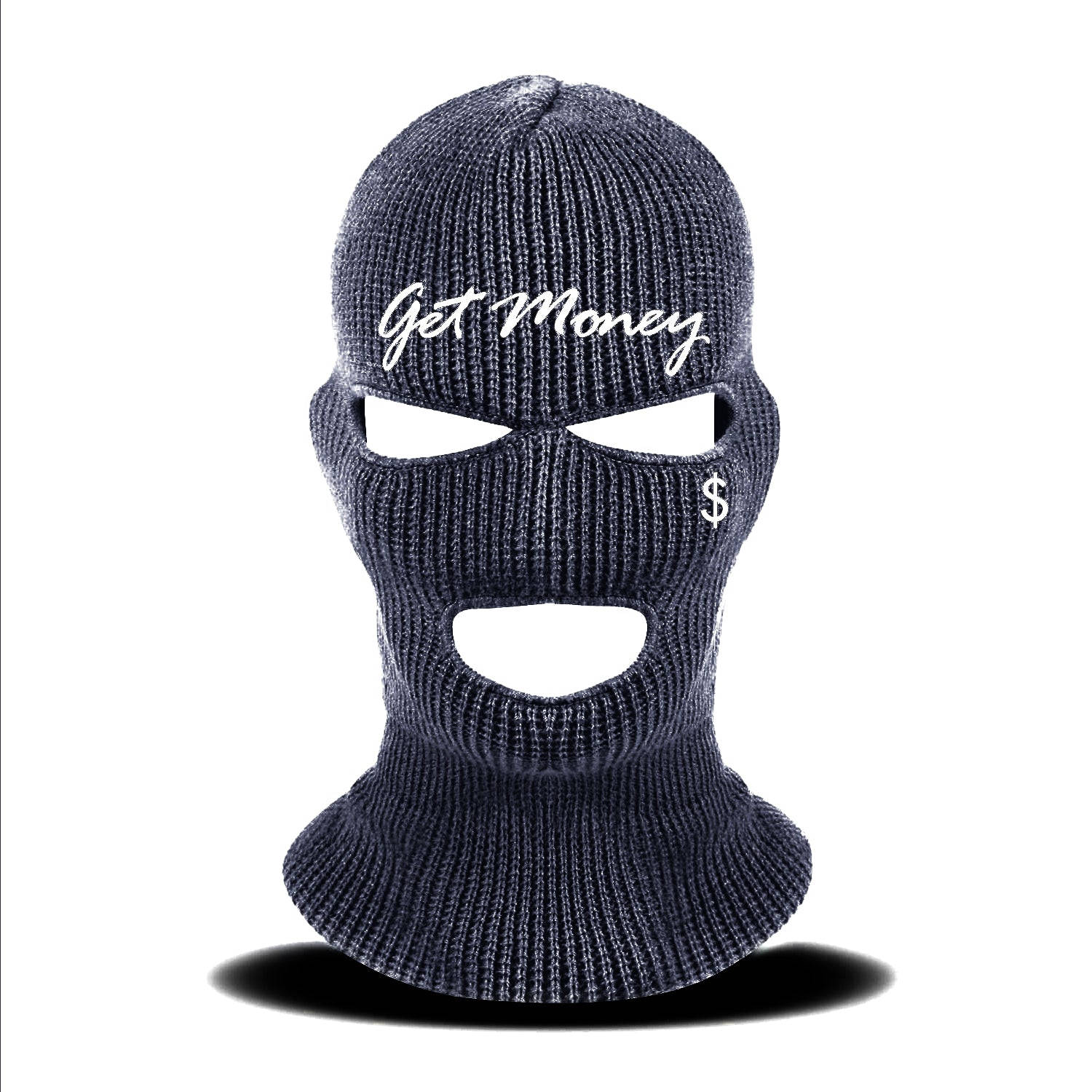 A Black Ski Mask With The Word Get Money On It Wallpaper