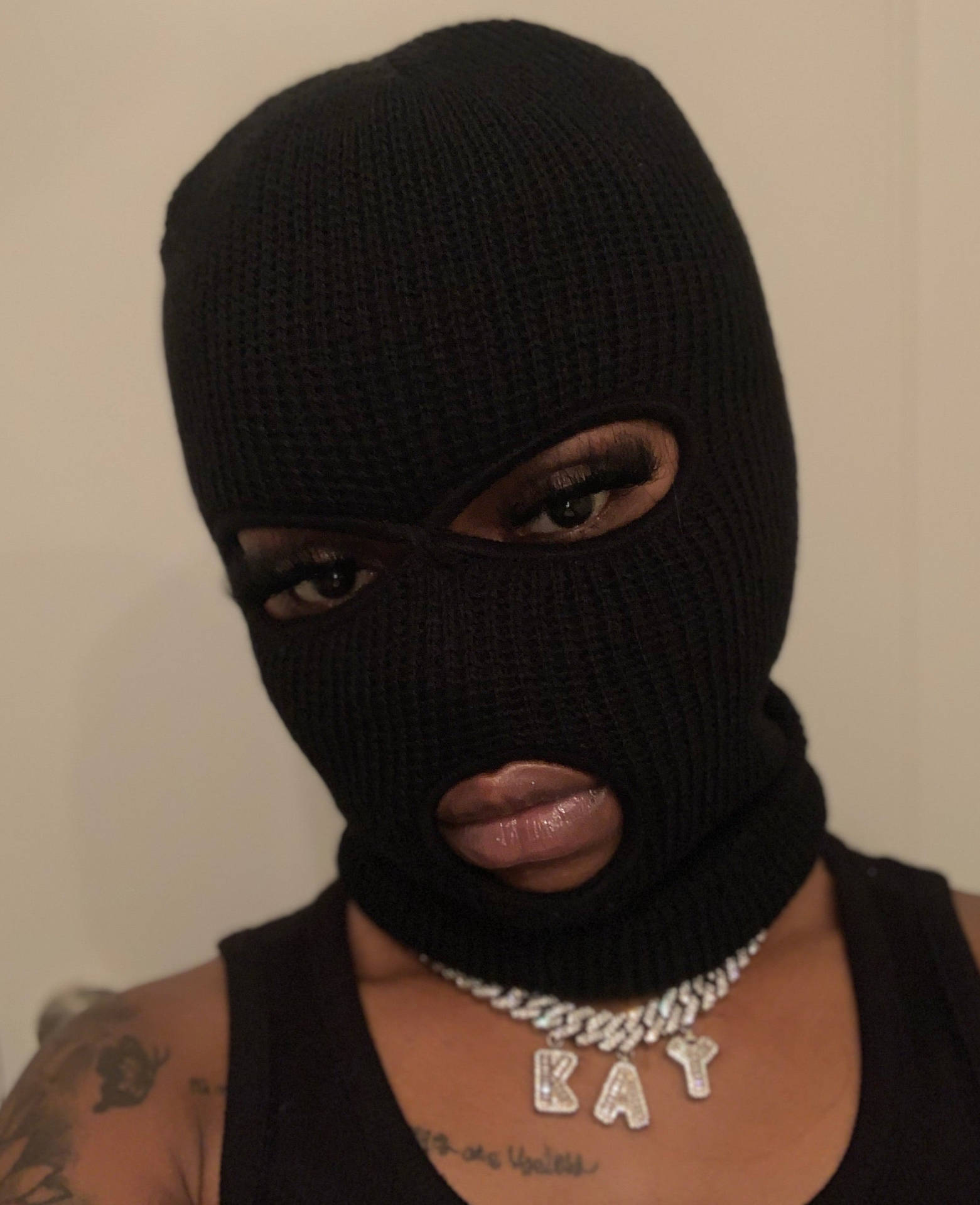 Black Woman Wearing Black Ski Mask Wallpaper