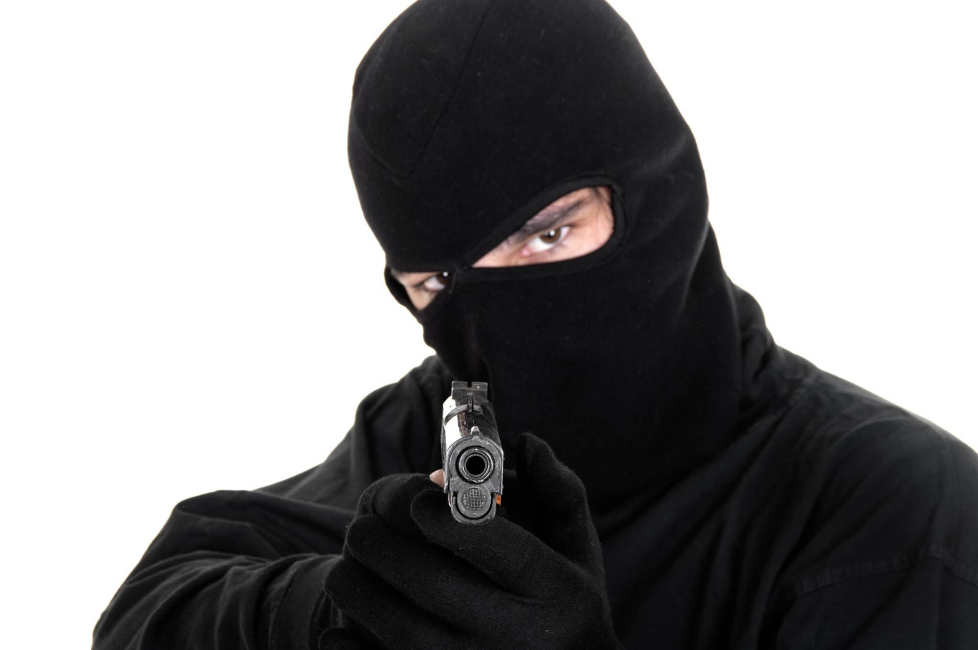 En røver i en sort maske, der holder et gevær Wallpaper