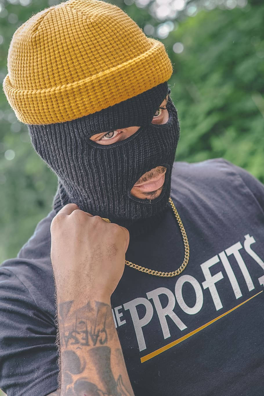 Be prepared for any cold weather situation with a black ski mask Wallpaper